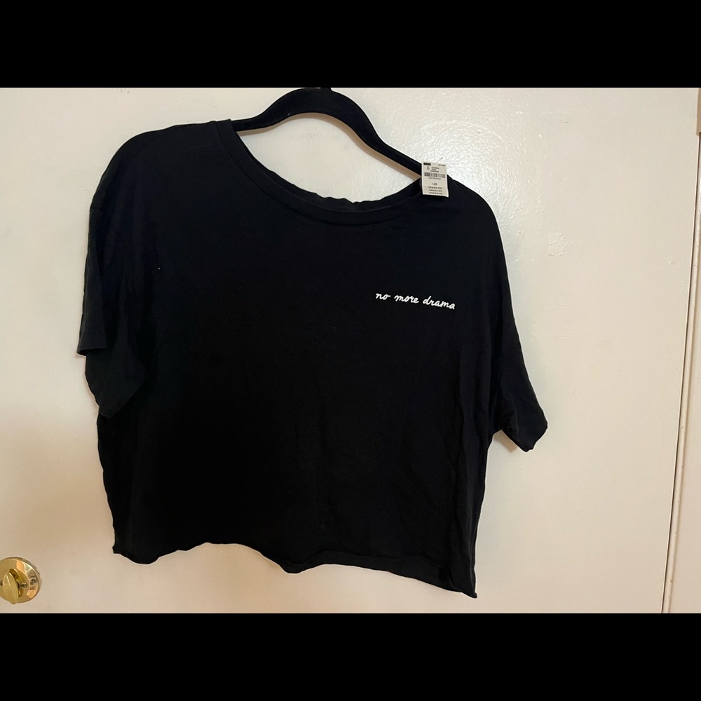 Vs pink black large crop top “no more drama”